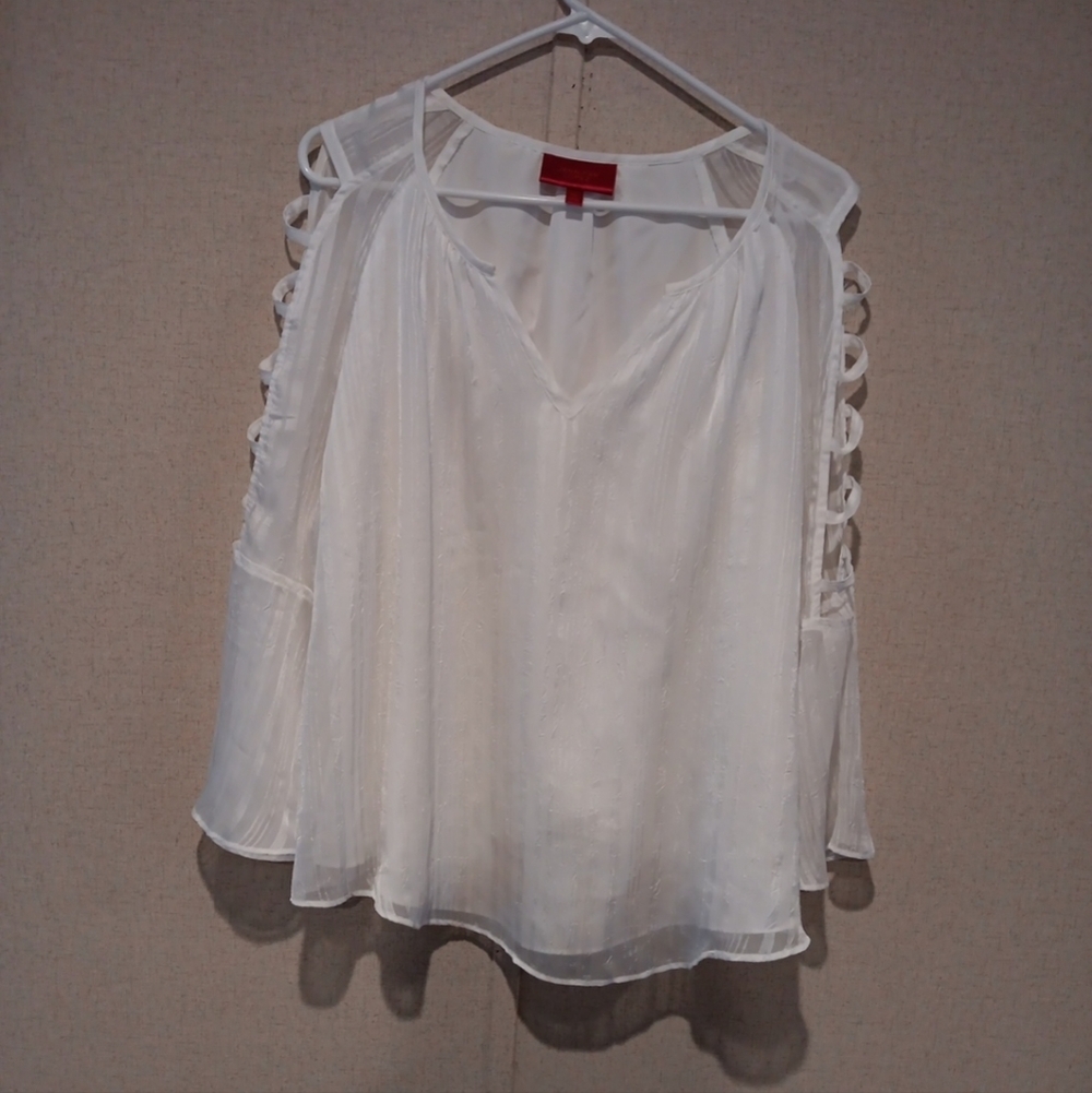 Jennifer Lopez thick white shirt with sleeves, size XXL, semi-new